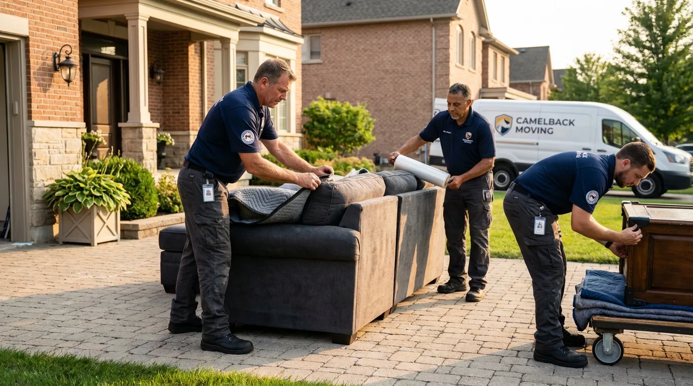 Large estate moving crew wrapping furniture in French Settlement, LA